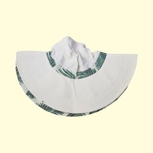 Mission Cooling Floppy Sun Hat White Green Palm Leaf Print UPF 50 Summer Hat